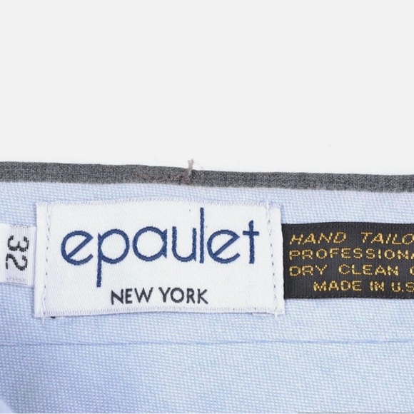 EPAULET Solid Gray Blend Mens Flat Front Luxury Pants Trousers - Picture 4 of 9